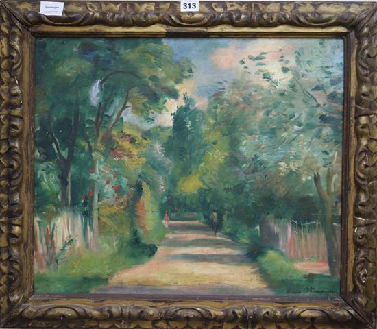 Henry Ottmann, oil on canvas, figures in parkland, signed, 18 x 21.5in.